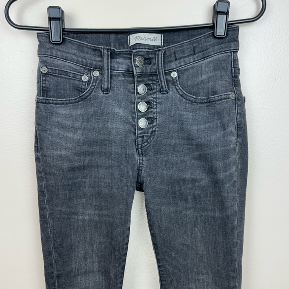 Madewell Women’s Denim Jeans Cali Demi Boot Distressed Hem Button Fly Charcoal - Picture 5 of 12